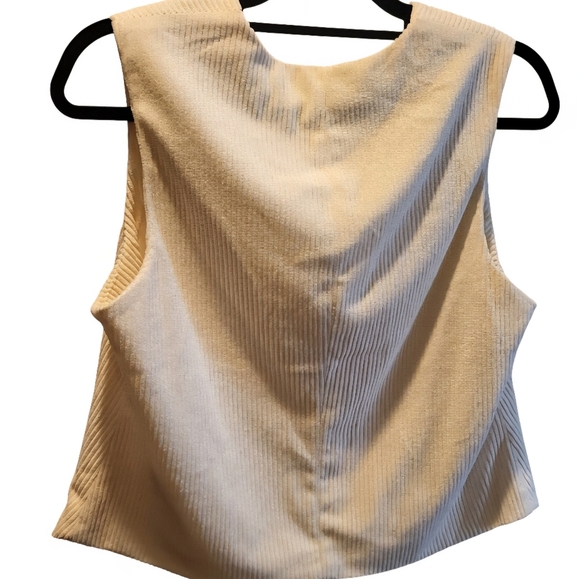 Evereve Cream Corduroy Button Vest Size Large - Picture 3 of 7
